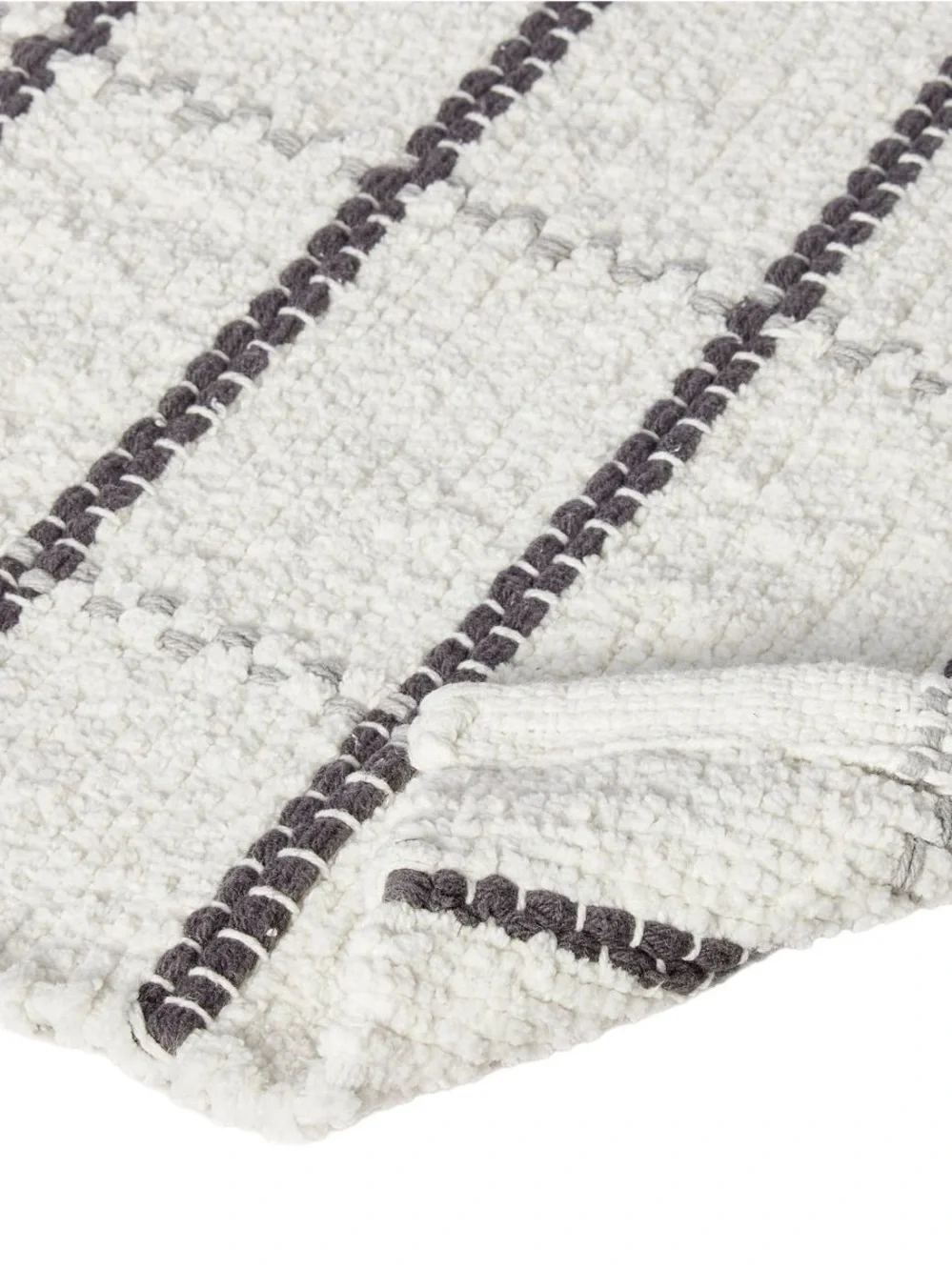 Hearth & Hand With Magnolia Cream/Grey Plaid Woven Cotton Bath Rug